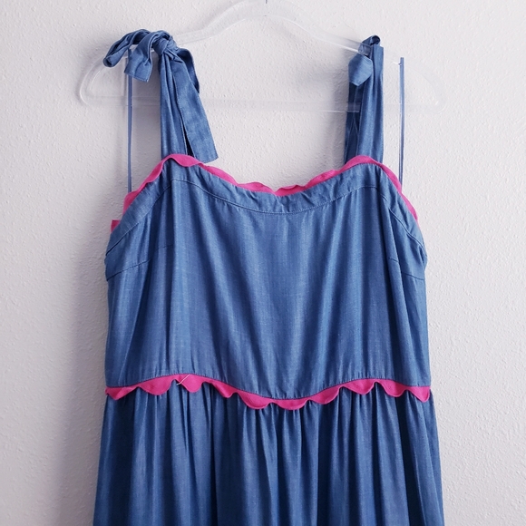 Crown & Ivy Sleeveless Tiered Ric Rac Spring Maxi Dress L Large - Picture 3 of 9